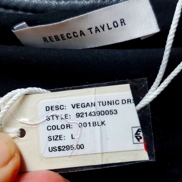 Rebecca Taylor Vegan Leather Tunic Large NWT  Black - Picture 5 of 8